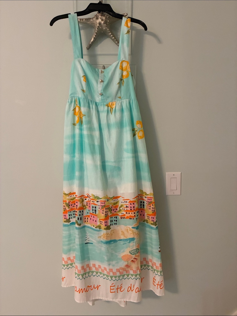 &merci Aqua coastal print Sundress. Size M.